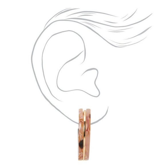 NEW Pink 25MM tortoiseshell hoop earrings - Picture 2 of 2